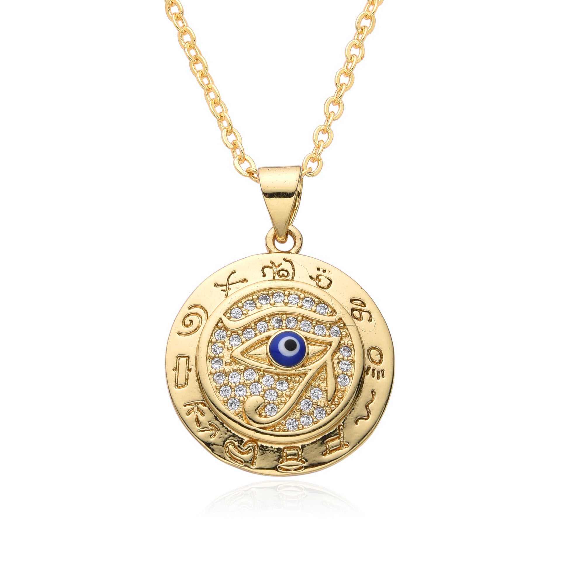 Wholesale Micro Set Devil Eye Small Shield Exotic Style Necklace